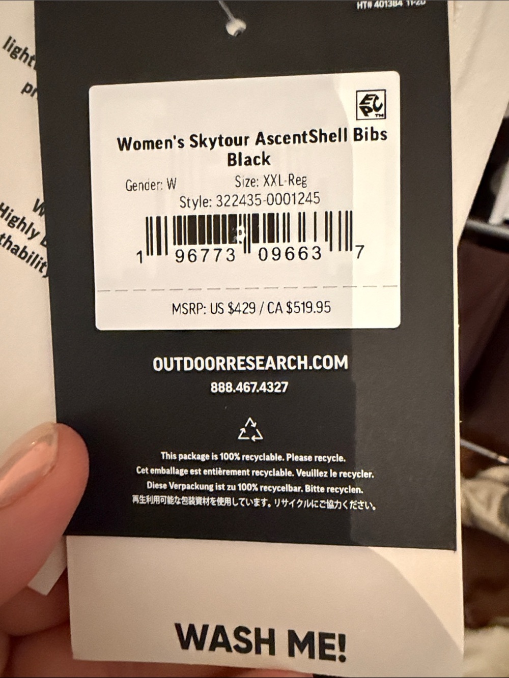 Outdoor Research Women's Skytour AscentShell Bibs Black